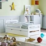 Junior Vida Taurus Wooden Bed Toddler Solid Pine Wood Children Kids Junior Bed Frame White