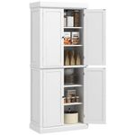 HOMCOM 72.5" Kitchen Pantry Cabinet, Freestanding Kitchen Pantry Storage Cabinet with 4 Doors, Drawer and Adjustable Shelves, White