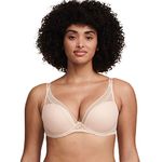 Chantelle Women's, FESTIVITE, Plunge T-Shirt Bra, Women's lingerie, Grey (Beige Doré 1n), 36DD
