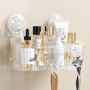 Luxear Mensola Doccia con Ventosa Senza Foratura Porta Sapone Doccia Rimovibile Portaoggetti Doccia Trasparente Impermeabile Resistenti agli Oli Porta Shampoo Doccia per Casa Bagno Cucina