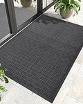 DEXI Large Door Mat Front Indoor Outdoor Doormat,Heavy Duty Rubber Outside Rug for Entryway Patio Garage,4'x6',Dark Black Geometric