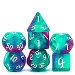 Cusdie 7Pcs/Set DND Dice Set D&D Polyhedral Dice for Dungeons and Dragons Role Playing Dice Games RPGs (Rose Blue with Sickle Font)