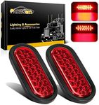 Partsam 2 Pcs 6 Inch Red Oval Led Trailer Tail Lights 24 LED Grommet Mount, Oval 6" Red Stop Turn Tail Brake Light Rubber Flush Mount Replacement for Trailer RV Trucks Bus Waterproof