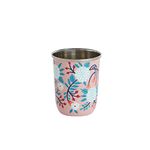 Chumbak Quiet Jungle Pink Tumbler, Steel Ware, Jugs and Pitchers, Table Ware, Handpainted Jugs, 400 ml, Printed