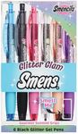 Glitter Glam Smens - Patented Gourmet Scented Black Glitter Gel Ink Pens, Medium Point, 6 Count - Fun, Cute, Cool, Smelly Pens for Kids