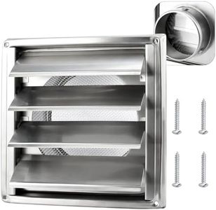 Cenipar 6'' Stainless Steel Dryer Vent Cover, outdoor dryer vent cover with Metal Mesh Screen, Louvered Outdoor Dryer Vent Cover for Range Hood Vent,Dryer Vent,AC Vent