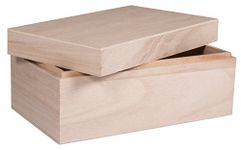 Rayher 62815000 Natural Wood Box with Lid for Craft, DIY Wooden Keepsake Box, 20 x 12 x 9 cm