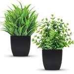 Der Rose 2 Pack Fake Plants Small Artificial Potted Plants Faux Plants Black Bathroom Accessories for Home Office Desk Bathroom Decor Indoor