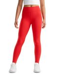 CRZ YOGA Girls Butterluxe Full Length Athletic Leggings - Kids High Waist Lounge Pants Girls Active Dance Running Yoga Tights Deep Red X-Large