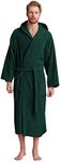 Men's Hooded Bathrobe of Premium Turkish Cotton. Comfortable, Absorbent Terry (Large/One Size, Green)