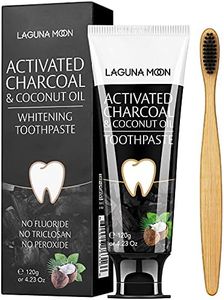 Activated Charcoal & Coconut Oil Teeth Whitening Toothpaste, 100% Natural Charcoal Toothpaste for Whitening Teeth, Removing Stains, Mint Flavor Freshen Breath, No Fluoride, No Triclosan, No Peroxide