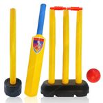 FunBlast Cricket Kit for Kids Cricket Kit for Boys Cricket set with Bat, Stumps & Ball, Sports Games for Kids 3+ Years Bat Ball Set for Kids 2 Year - Best Birthday Return Gifts for Kids - Multicolor