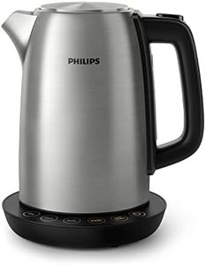 Philips Domestic Appliances Bollitore Elettrico HD9359/90 Acciaio Inox, Programmi Pre-Impostati, Mantenimento della Temperatura, Capacità 1.7 l, Luci LED