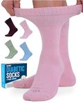 Doctor's Select Bamboo Viscose Diabetic Socks Women - 4 Pairs Crew Womens Diabetic Socks | Diabetic Socks for Women Size 6-9, Red, Pink, Green, Blue, Medium