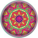 Amscan Multicolor Rangoli Dream Melamine Round Platter - 13.5" - Eye-Catching Design - Perfect for Parties & Home Use (1 Pc.), Large