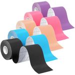 Kinesiology Tape, Helterfolg Athletic Sport Tape, Breathable & Latex Free, Waterproof Elastic Muscle Tape for Sports & Muscle Support, 2" x 16.4 Feet Per Roll (5 Rolls,Black+Light Blue+Pink+Beige+Purple)