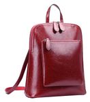 Heshe Women Leather Backpack Casual Daypack Sling Backpack Purse for Ladies and Girls (Wine-Cowhide and Man-made Leather)