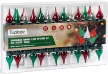 Tupkee Christmas Random Shimmering Twinkle Flame Tip Light Set - 8 of 50 Lights Twinkle – 50 Red, Green & Clear Mini Bulbs with Teardrop Covers - Indoor Outdoor - Holiday Decor Christmas Tree Lights