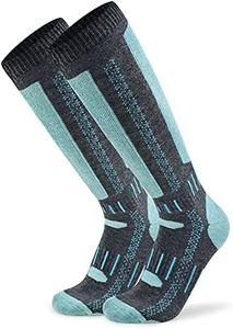 Busy Socks Men's Women's Merino Wool Ski Socks Winter Warm Socks for Skiing Snowboarding Outdoor Sports Cold Weather, 1 Pair Grey/Green, Large-X-Large