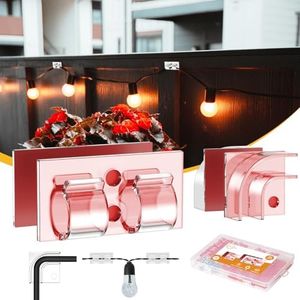 VEXON Hooks for Outdoor String Lights Kit - 35Pcs Heavy Duty String Light Clips with Waterproof Adhesive Strips, Patio Outdoor Light Hooks, Clear Christmas Lights Clips Cord Organizer