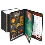 WeChef 30 Pack Restaurant Menu Covers 8.5 x 14 Book Style 3 Pages 6 Views Transparent Restaurant Menu Covers Holder Black