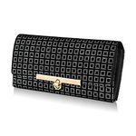 ALSU Women's Black Hand Clutch Wallet Purse(LDU-012BW)