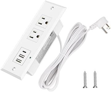 Recessed Power Strip with PD 20W Type-C, Desk Outlets with 2 USB-A & 1 USB-C Port, Furniture Flush Mount Power Strip for Drawer, Side Table, Conference, 45 Degree Flat Plug 6.56 FT Cord, ETL Listed