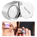 Jewellers Loupe, Jewellers Magnifying Glass, 30x Folding Pocket Magnifying Glass Suitable for Hobbies Diamonds Jeweller Coins Stamps Collecting