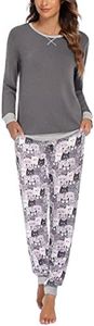 Ekouaer Pajamas Set for Women Long Sleeve Crew Neck Comfy Pjs Lounge Sets With Pockets, Pat11