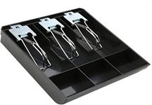 Homava Money Tray Cash Register Drawer Insert Tray Portable Currency Till Replacement Money Organizer Storage Box with 3 Bills 3 Coins Compartments | Metal Clip | 24.4 X 24.4 X 3.5 CM | Black