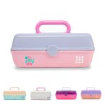 Caboodles Stay Retro - Pretty In Petite Makeup Organizer | Compact Carrying Cosmetic Case, Periwinkle Blue Over Pink