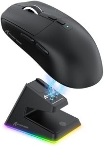 ATTACK SHARK X6 Lightweight Wireless Gaming Mouse with RGB Backlight Charging Base,Tri-Mode Wired/2.4GHz/BT5.2,26K DPI, PAW3395 Optical Sensor,HUANO Switch,5programmable Buttons,PC/Mac(Black)