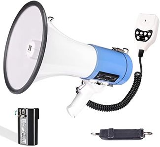 MGROLX 50 Watt Professional Bluetooth Megaphone Bullhorn Speaker with Rechargeable Battery & Portable Strap - Siren and Recording - USB/SD/AUX Input - for Police, Cheerleading, Outdoor