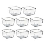 Acrimet Drawer Organizer Modular, Box Tray Storage Bins for Office, Home, Makeup, Kitchen, Junk Drawer (8 Pieces) (Clear Crystal Plastic)