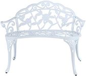 Patio Balcony Bench Double Seat, Anti-Rust Cast Aluminum Patio Garden Bench for Park Yard Outdoor Furniture Copper (White)