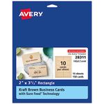 Avery Kraft Brown Business Cards with Sure Feed Technology, 2" x 3.5", Laser/Inkjet, 150 Printable Business Cards, Also Great for Appointment Cards and Loyalty Cards (28311)