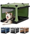 Dog Crates for Large Dogs, Large Collapsible Dog Kennel, Adjustable Fabric Cover by Spiral Iron Pipe, Strengthen Sewing, Chewproof Design Green 39.5inch