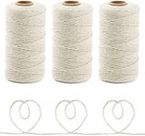 Anvin 984 Feet Cotton Twine Natural Jute Twine Packing Twines Bakers Twine Beige Twine Wrapping Butchers Baking Arts and Crafts Gardening(Pack of 3, 10 Ply 2mm Thick)