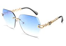 FEISEDY Women Trendy Rimless Sunglasses Metal Frame Diamond Cutting Lens B2567