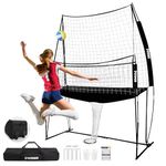 PLYOGO Volleyball Training Equipment, Great for Hitting and Serving Drills | Adjustable Volleyball Practice Net Station, Ideal for Indoor/Outdoor | Foldable-Base & Carry Bag with Wheel