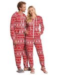 Ekouaer Christmas Matching Onesies for Couples Zipper Hooded Adult Onesie Pajamas with Pockets S-XXL, Elk Print, Large