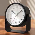 THIMAHI 3.5 Inch Small Analog Alarm Clocks,Battery Operated Desk Clock,Cute Table Clock with Adjustable Angle for Students Travel,Bedside,Bedroom,Kids,Living Room Decor (Black)