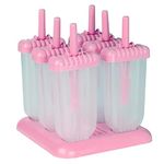 Filox Ice Cream Pop Makers Homemade Popsicle Plastic Reusable Moulds for Frozen Treats Kulfi Candy Ice Lolly Mold for Children & Adults (Pink) Set of 6