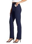 Willit 29" Women's Yoga Dress Pants Work Slacks Straight Leg Stretchy Office Pants with 4 Pockets Navy Blue M