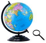 Zest 4 Toyz Globe for Kids STEM STEAM Educational World Globe with Magnifying Glass for Kids/Political Globe/Office Globe/Globes for Students - 12 INCH, Blue