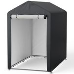 XEMQENER Bike Storage Shed, 5x3 FT Outdoor Bike Tent Waterproof, Portable Garage Car Shelter with Galvanized Steel Frame for Motorbike, Garden Tools, 91x150x150 cm, Dark Grey