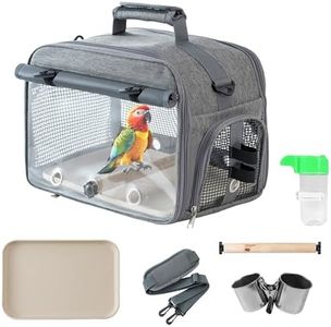 Bird Carrier,Small Bird Backpack with Standing Perches,Portable Parrot Travel Carrier Bag with Tray,Feeder Cup and Water Bottle,Transparent Ventilation Bag for Parakeet Cockatiel