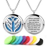 Aromatherapy Essential Oil Diffuser Necklace Angel Wings Pattern Stainless Steel Locket Pendant