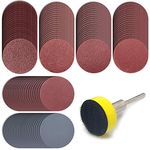 120pcs 1 Inch/25mm Sanding Discs Pad Sander Disk Kit with 1/8” Shank Abrasive Polish Pad Plate for Dremel and Most Rotary Tool, 100/180/240/400/1500/3000 Grit Paper