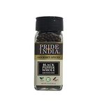 Pride of India – Black Peppercorn Whole – Gourmet & Culinary Spice – Full Bodied, Dried & Flavorful – Preservatives & Gluten Free – Easy to Use – 1.65 oz. Small Dual Sifter Jar